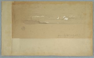 ドローイング、丘陵と森林の上に広がる曇り空、1857年撮影 作： Frederic Edwin Church