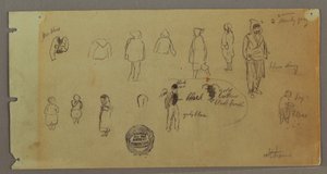 デッサン、衣装と人物のスケッチ、おそらく1869年 作： フレデリックエドウィン教会