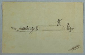 デッサン、幌付きカヌー、おそらく南米、1853年か1857年