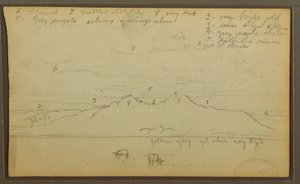 素描「風景の中の牛」、裏面は竹、1857年
