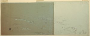 デッサン、北西から見たシリアのダマスカス、その2、1868年4月または5月