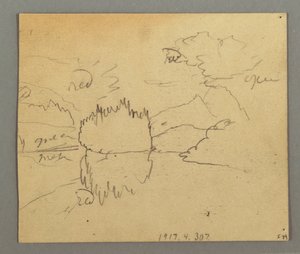 デッサン、枯れ木、植物、おそらく1868年 作： Frederic Edwin Church