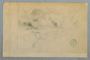 デッサン、噴火するサンガイ火山の遠景、エクアドル、1857-62年 作： フレデリックエドウィン教会