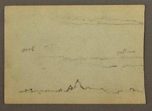 デッサン、サン・ピエトロ大聖堂とバチカン遠景、ローマ、イタリア、1869年1月