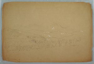 デッサン、西から見たカタディン遠景、1856年頃 作： フレデリックエドウィン教会