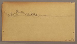滝にかかる二重の虹、ナイアガラ川、おそらく1858年のデッサン 作： フレデリックエドウィン教会