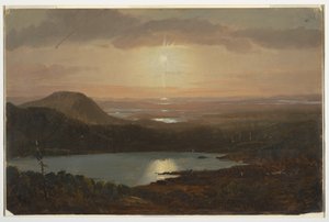 デッサン、キャデラック山から見たイーグル湖、マウント・デザート島、メイン州、1850-60年 作： フレデリックエドウィン教会