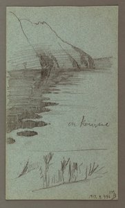 デッサン、滝、おそらく1868年 作： Frederic Edwin Church