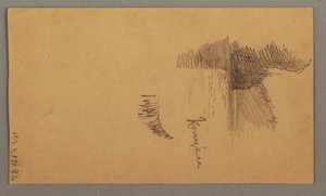 素描、人物習作、舟に乗った人物、魚、おそらく1868年 作： フレデリックエドウィン教会