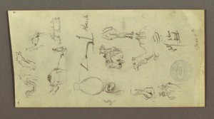 素描、人物とラクダの習作、3月4日、1868年頃か 作： フレデリックエドウィン教会