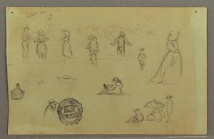 デッサン、波打ち際での人物研究、おそらく1857-58年 作： フレデリックエドウィン教会