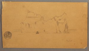 デッサン、帆船と浮かぶ氷山、おそらく1859年