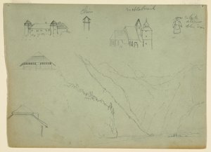 1868年7月、オーストリアのザルツカンマーグートとバイエルン州ベルヒテスガーデン近郊のコーニッヒスゼーからのデッサン 作： フレデリックエドウィン教会