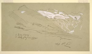 素描、ベルナー・アルプスより、ベル・アルプ、1868年8月 作： Frederic Edwin Church
