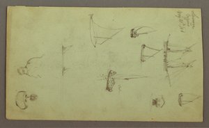 素描、男の頭部、喫煙する男、帆船研究、家、1868年5月27日 作： フレデリックエドウィン教会