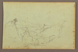 デッサン、ナイアガラ川、ヘネキン岬とアメリカ滝、おそらく1856年
