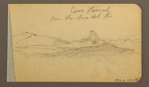 デッサン、丘陵と山脈、サン・ベルナル・ピーク、1889年 作： フレデリックエドウィン教会