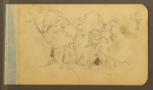 素描、丘と山脈；裏面：森の中の道、1889年