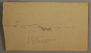 ドローイング、ヒルズ、虹、おそらく1865-66年 作： フレデリックエドウィン教会