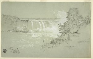 1856年10月6日、カナダ銀行から見たホースシュー滝とヤギの島