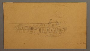 ドローイング、家とドック、おそらく1859年 作： フレデリックエドウィン教会