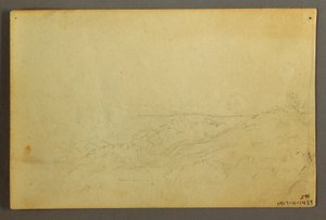 ドローイング、小川沿いの森の中の家、1845年4月 作： フレデリックエドウィン教会