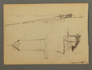 デッサン、崖の上の家、タワーズ、1868年頃か 作： フレデリックエドウィン教会