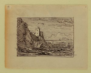 素描、想像上の風景、1850年頃 作： Frederic Edwin Church
