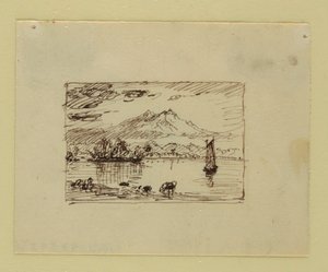 素描、想像上の風景、1850年頃