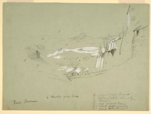 素描、ローマ・カンパーニャのファルネーゼ島、イタリア、1869年5月 作： フレデリックエドウィン教会