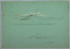ドローイング、ミリノケット湖とカタディン山、1878年