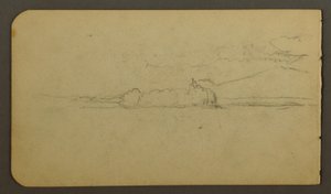 ドローイング、カタディン山を望む湖、1878年