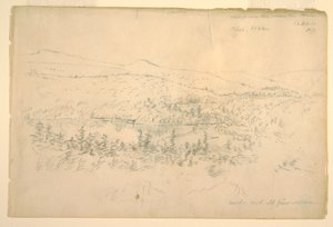 デッサン、山の家近くの湖、1844年9月 作： フレデリックエドウィン教会