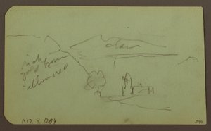 素描、風景、トルーカ；裏面：山、教会、1883年
