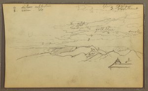 素描、風景；裏面：ボート、植物スケッチ、1857年 作： フレデリックエドウィン教会