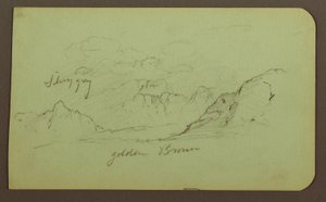 素描、風景；裏面：人物、教会 1883年 作： フレデリックエドウィン教会