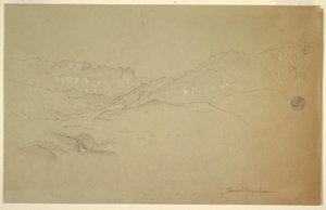 デッサン、ベルヒテスガーデン近郊の風景、1868年6-7月
