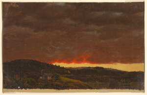素描、風景、日没、1845年頃