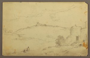 ドローイング、人物のいる風景、1885年 作： フレデリックエドウィン教会