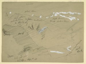 素描、ベルナー・アルプスの風景、ベル・アルプ近郊、スイス、1868年9月 作： フレデリックエドウィン教会