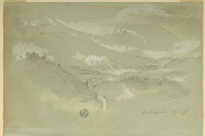 素描、風景、ベルヒテスガーデン近郊、1868年 作： Frederic Edwin Church