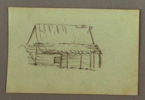 ドローイング、丸太小屋、1856年頃