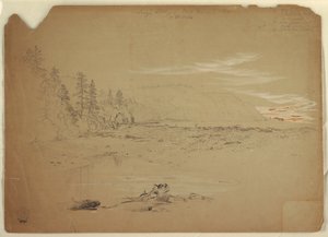 1851年9月、カナダ、グランドマナン島、ロングズ・エディでのデッサン 作： フレデリックエドウィン教会