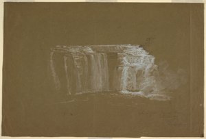 1848年、ニューヨーク州ロチェスター、ジェネシー川、ローワー・フォールズのデッサン 作： Frederic Edwin Church