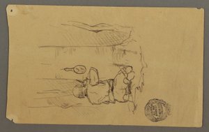 後ろから見た髭を剃る男性のデッサン、1878年頃 作： フレデリックエドウィン教会