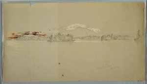 ドローイング、ミリロケット湖、カタディン山の眺め、1878年9月 作： フレデリックエドウィン教会