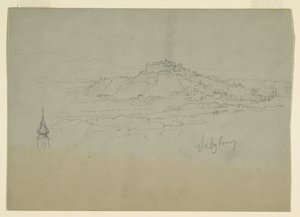 ドローイング、山間の町のモチーフ、1868年 作： フレデリックエドウィン教会
