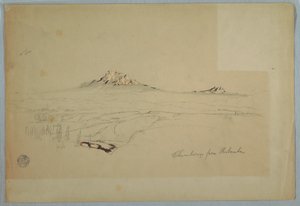 デッサン、チンボラソ山、リオバンバからの眺め、エクアドル、1857年7月
