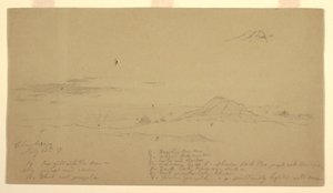 デッサン、夕暮れのチンボラソ山、1857年 作： フレデリックエドウィン教会