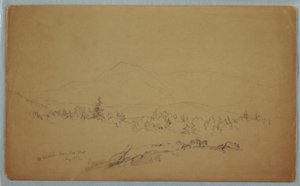 素描「西からのカタディン山」［西からカタディン山を見る］1852年8月 作： Frederic Edwin Church